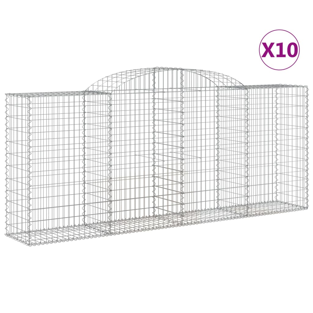10 db íves horganyzott vas gabion kosár 300x50x120/140 cm