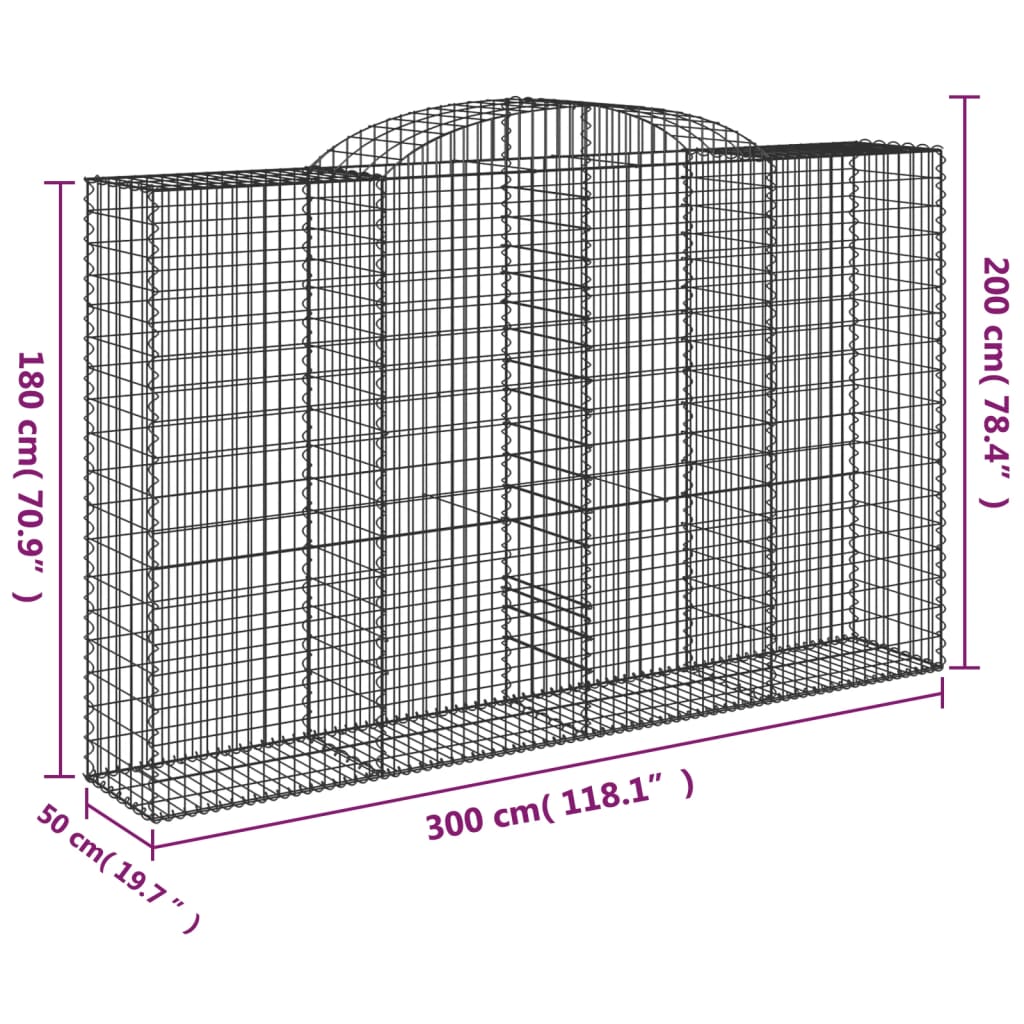 10 db íves horganyzott vas gabion kosár 300x50x180/200 cm