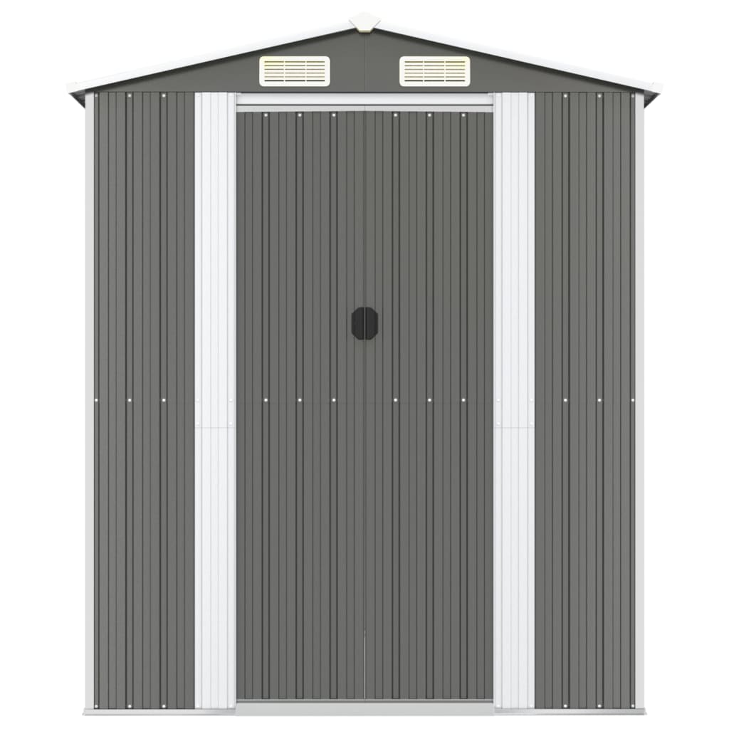 világosszürke horganyzott acél kerti fészer 192 x 357 x 223 cm