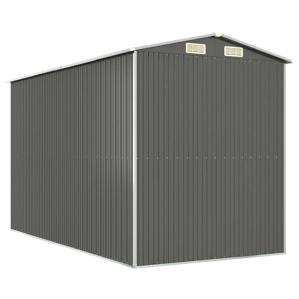 világosszürke horganyzott acél kerti fészer 192 x 357 x 223 cm