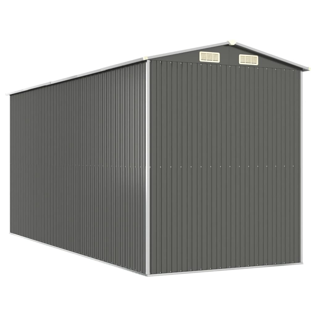világosszürke horganyzott acél kerti fészer 192 x 440 x 223 cm