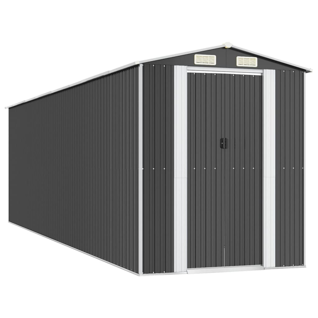 antracitszürke horganyzott acél kerti fészer 192 x 689 x 223 cm
