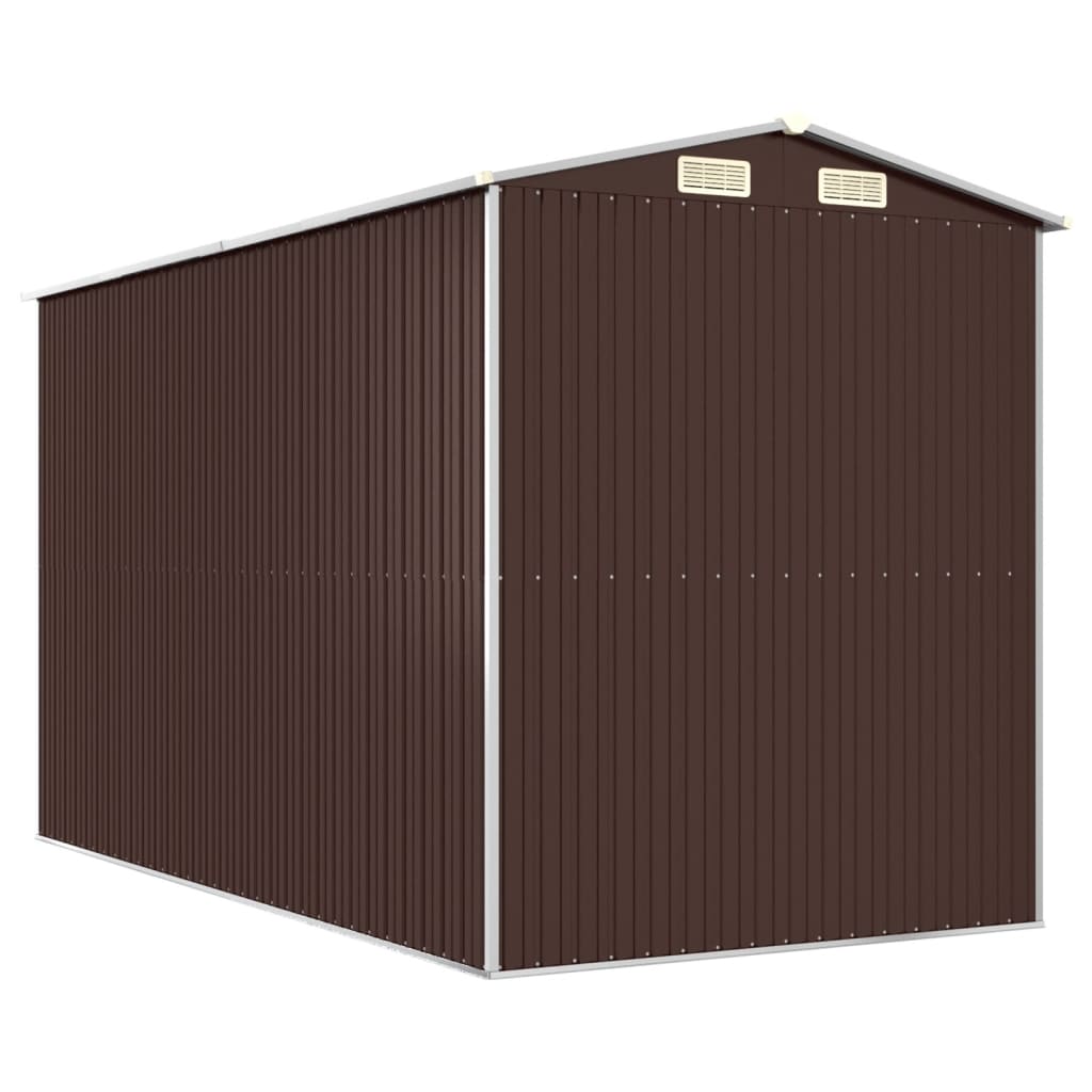 sötétbarna horganyzott acél kerti fészer 192 x 357 x 223 cm
