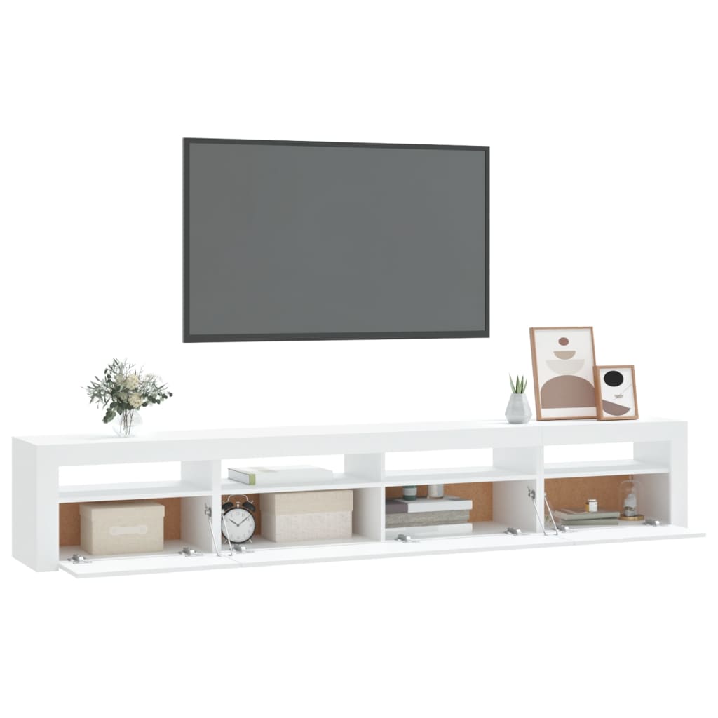 fehér TV-szekrény LED-lámpákkal 240x35x40 cm