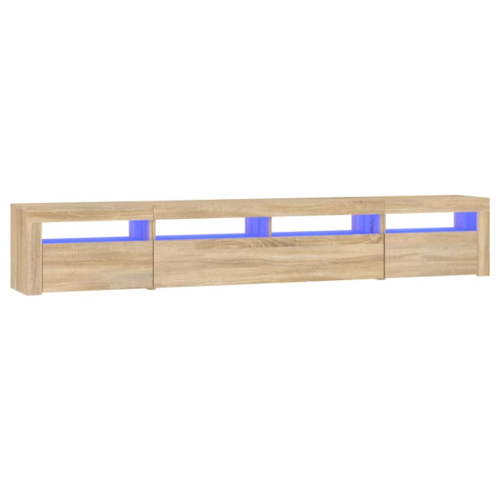 sonoma tölgy színű TV-szekrény LED-lámpákkal 240x35x40 cm
