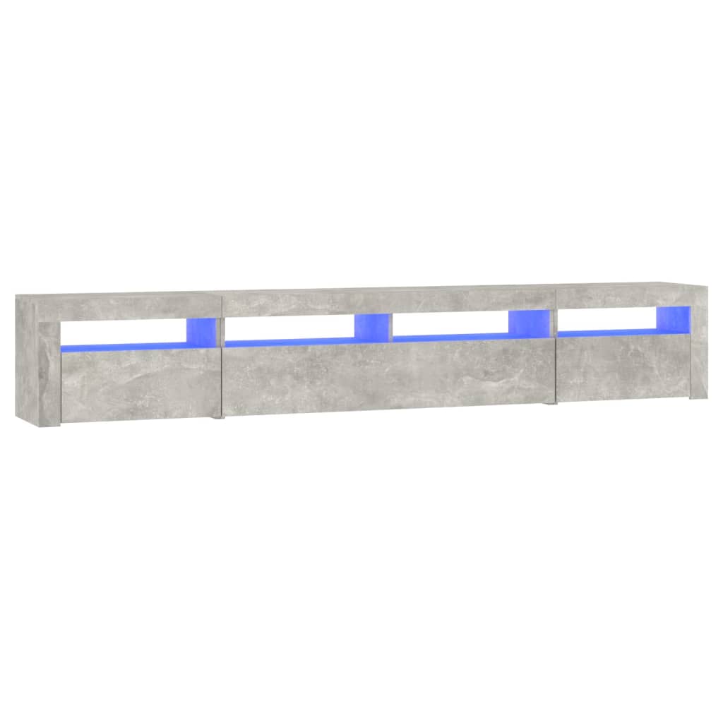 betonszürke TV-szekrény LED-lámpákkal 240x35x40 cm
