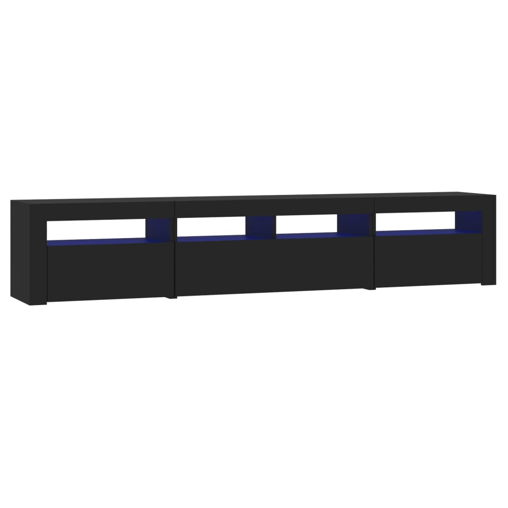 fekete TV-szekrény LED-világítással 210x35x40 cm