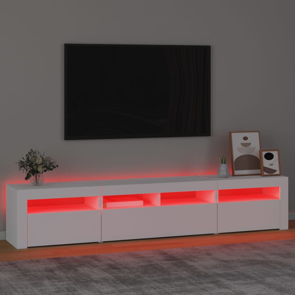 fekete TV-szekrény LED-világítással 210x35x40 cm