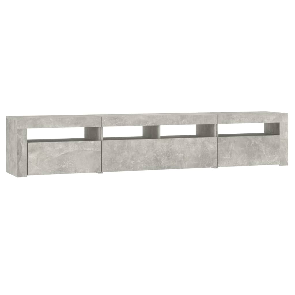 betonszürke TV-szekrény LED lámpákkal 210x35x40 cm