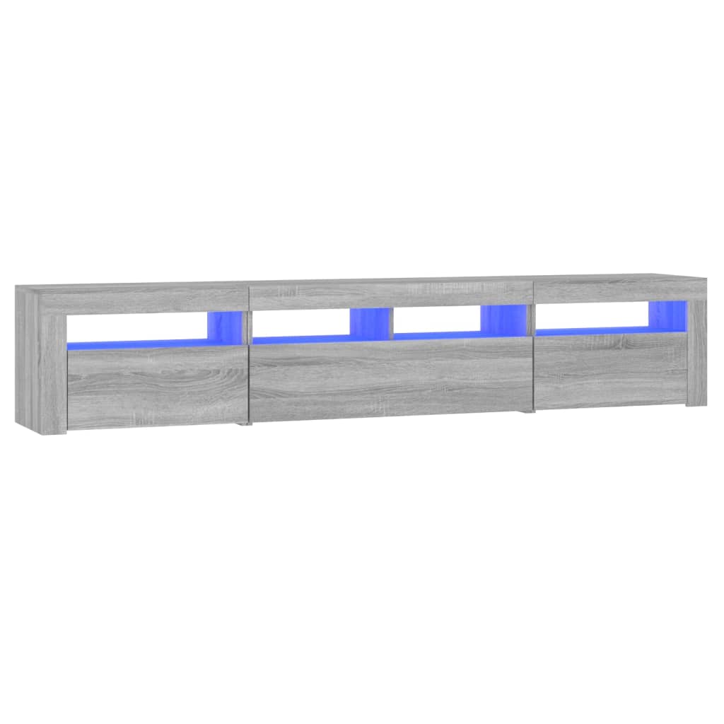 szürke sonoma színű TV-szekrény LED-lámpákkal 210x35x40 cm