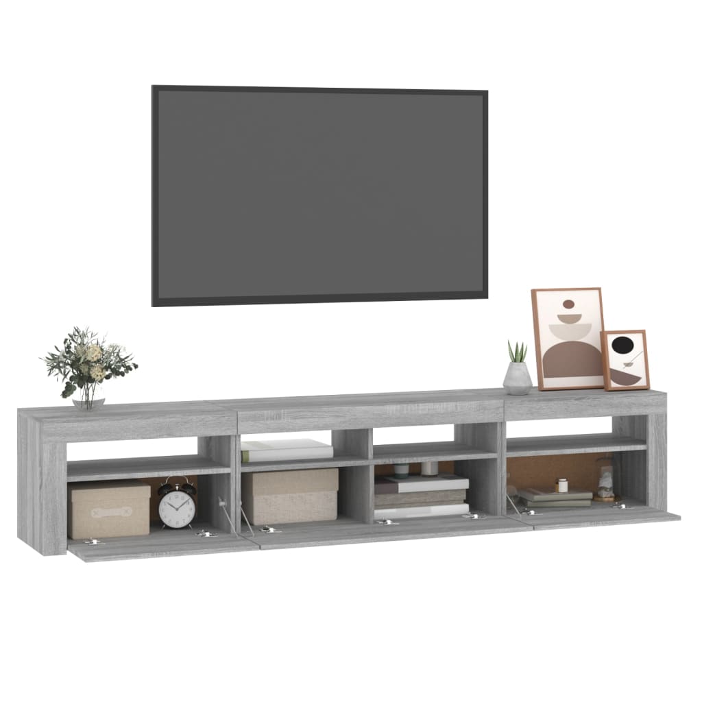 szürke sonoma színű TV-szekrény LED-lámpákkal 210x35x40 cm