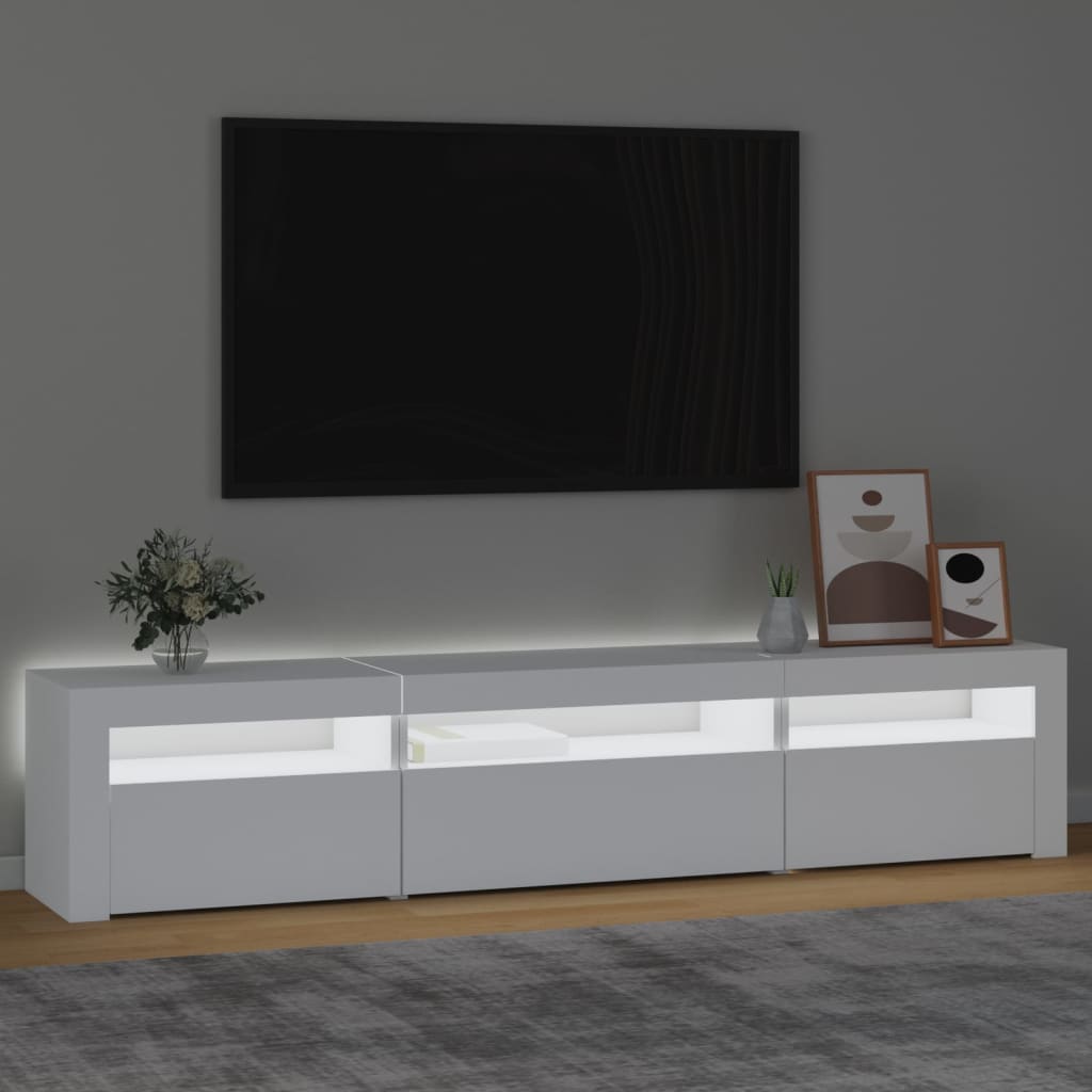 fehér TV-szekrény LED-lámpákkal 195x35x40 cm