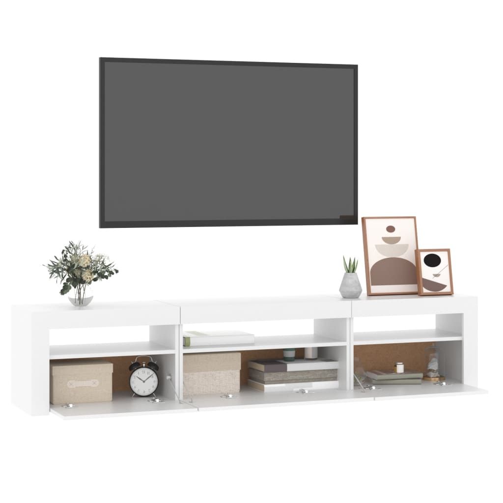 fehér TV-szekrény LED-lámpákkal 195x35x40 cm