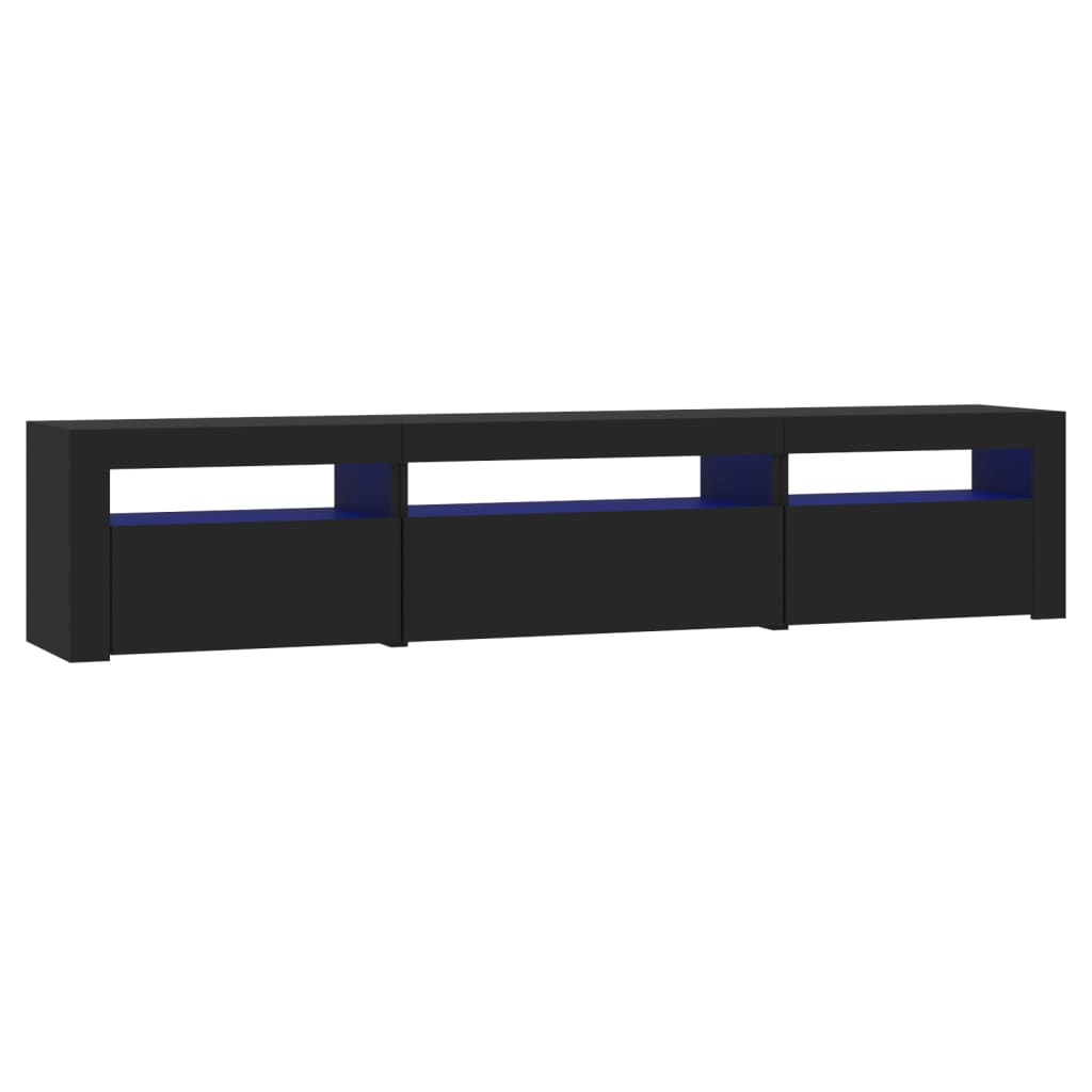 fekete TV-szekrény LED-világítással 195x35x40 cm
