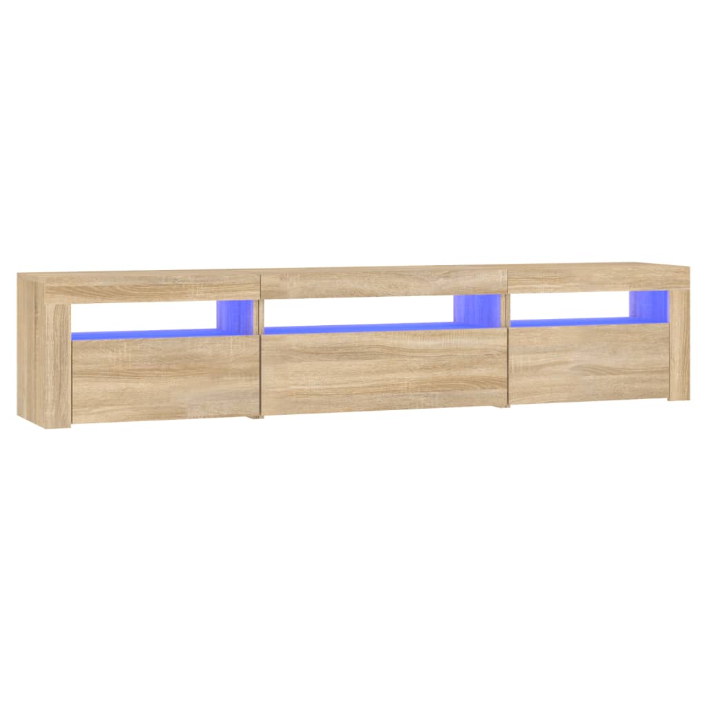 sonoma tölgy színű TV-szekrény LED-lámpákkal 195x35x40 cm