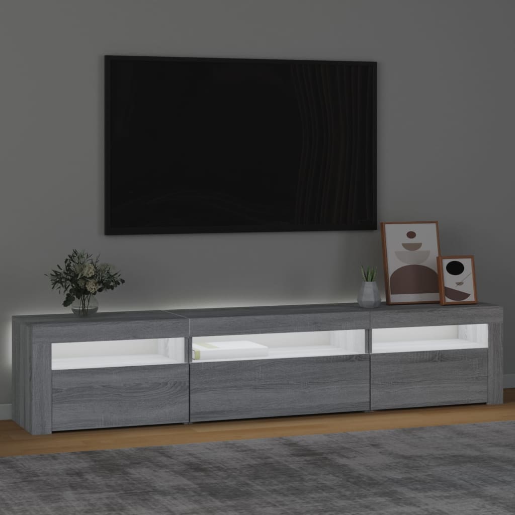 szürke sonoma színű TV-szekrény LED-lámpákkal 195x35x40 cm