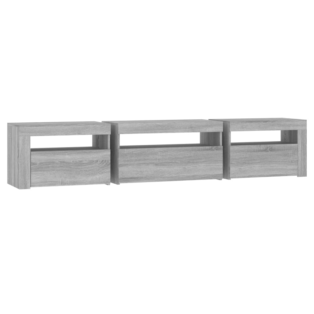 szürke sonoma színű TV-szekrény LED-lámpákkal 195x35x40 cm