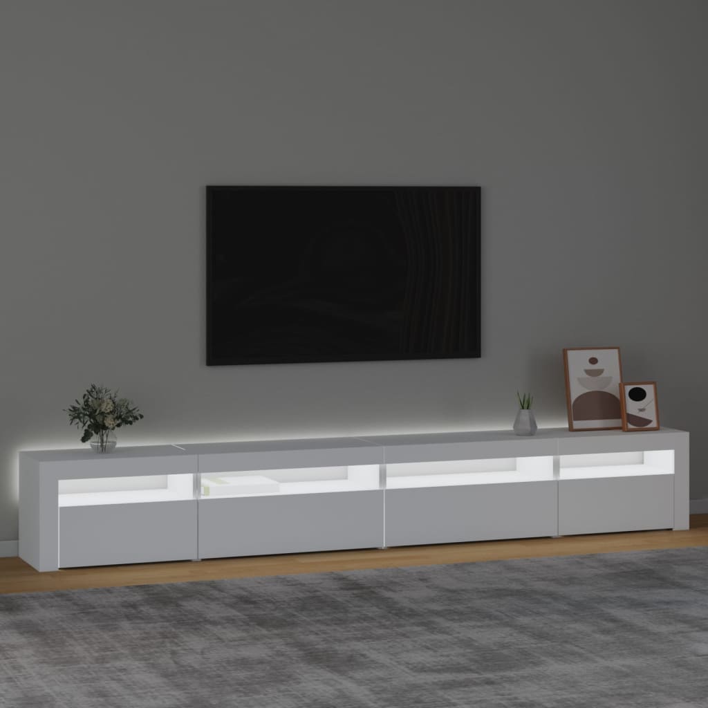 fehér TV-szekrény LED-lámpákkal 270x35x40 cm