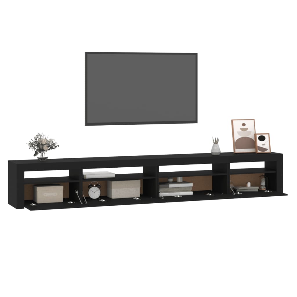 fekete TV-szekrény LED-világítással 270x35x40 cm