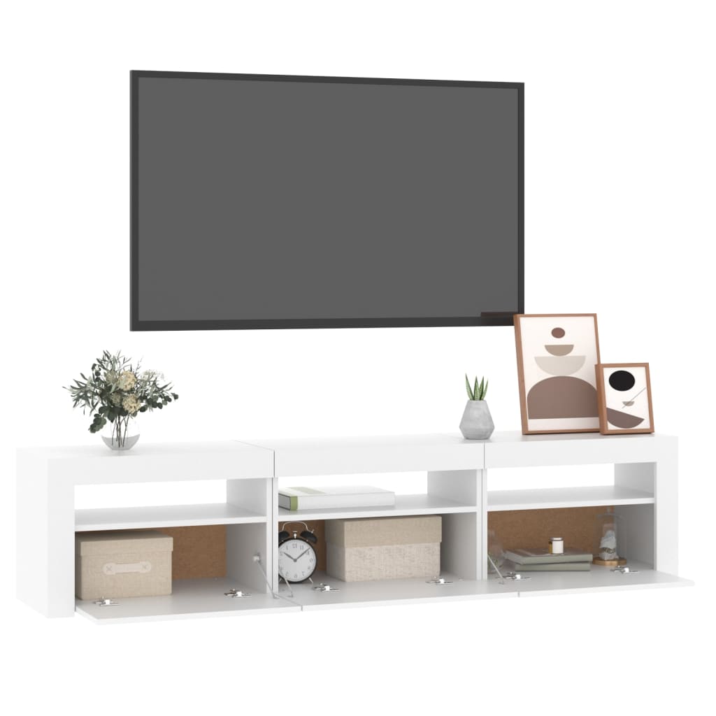 fehér TV-szekrény LED-lámpákkal 180x35x40 cm