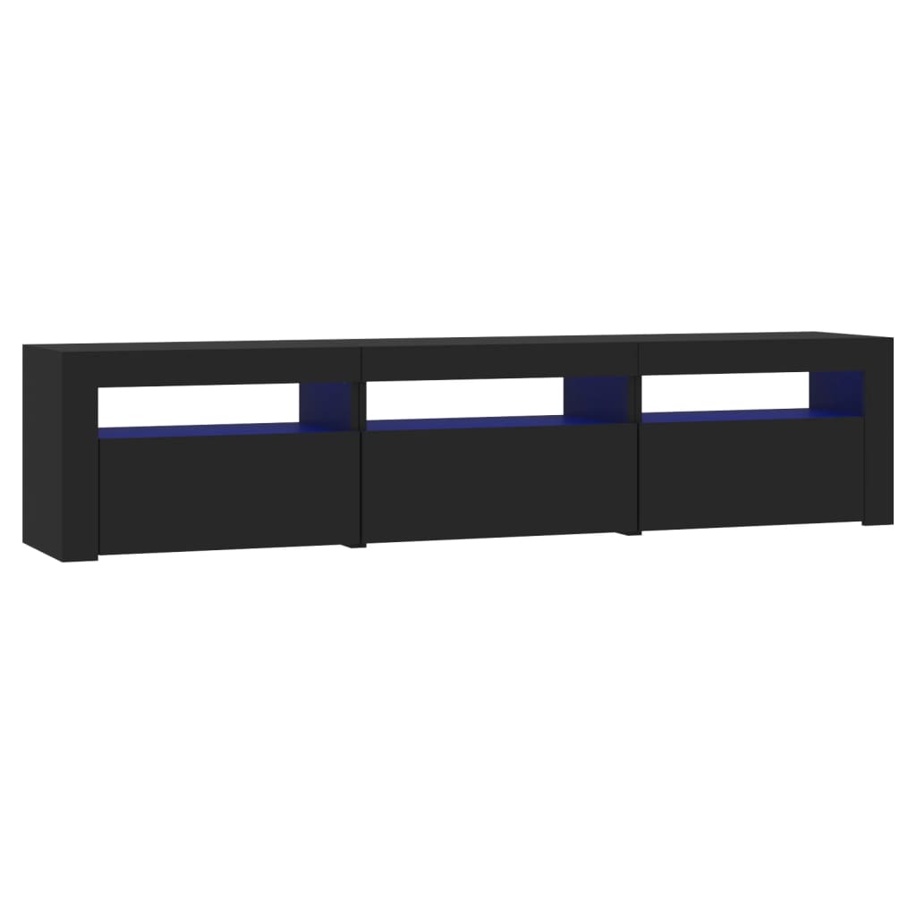 fekete TV-szekrény LED-világítással 180x35x40 cm