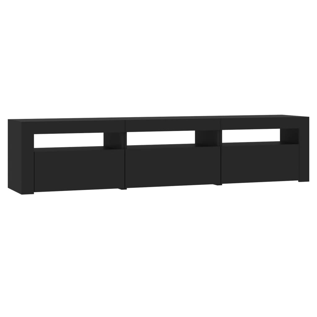 fekete TV-szekrény LED-világítással 180x35x40 cm