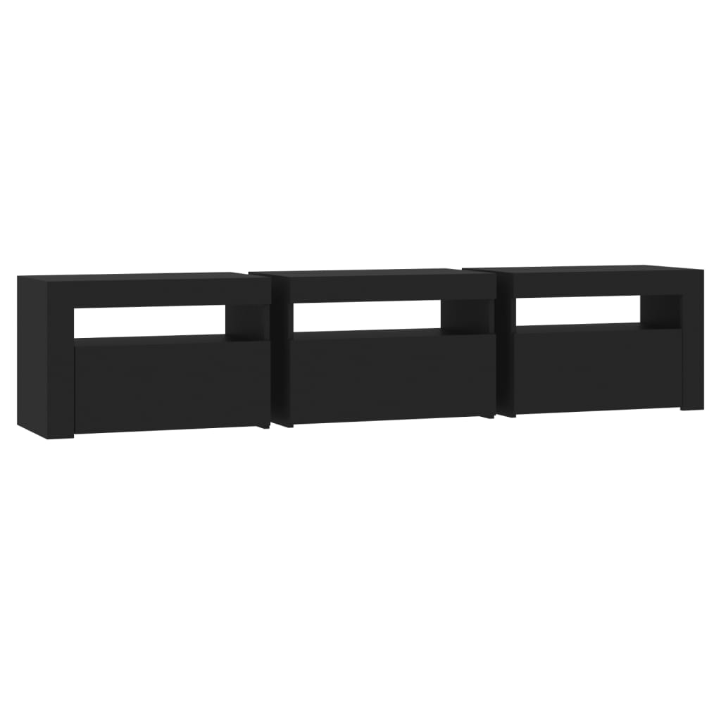 fekete TV-szekrény LED-világítással 180x35x40 cm