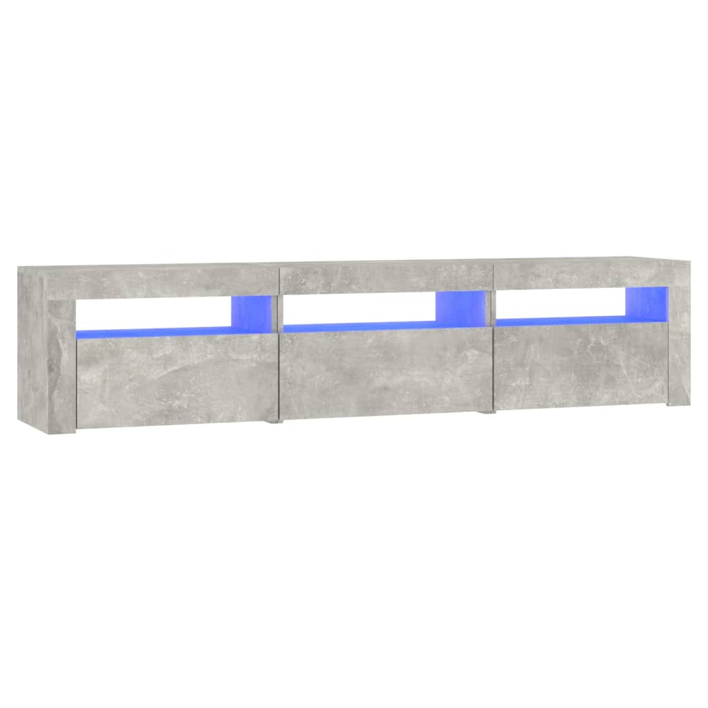 betonszürke TV-szekrény LED lámpákkal 180x35x40 cm