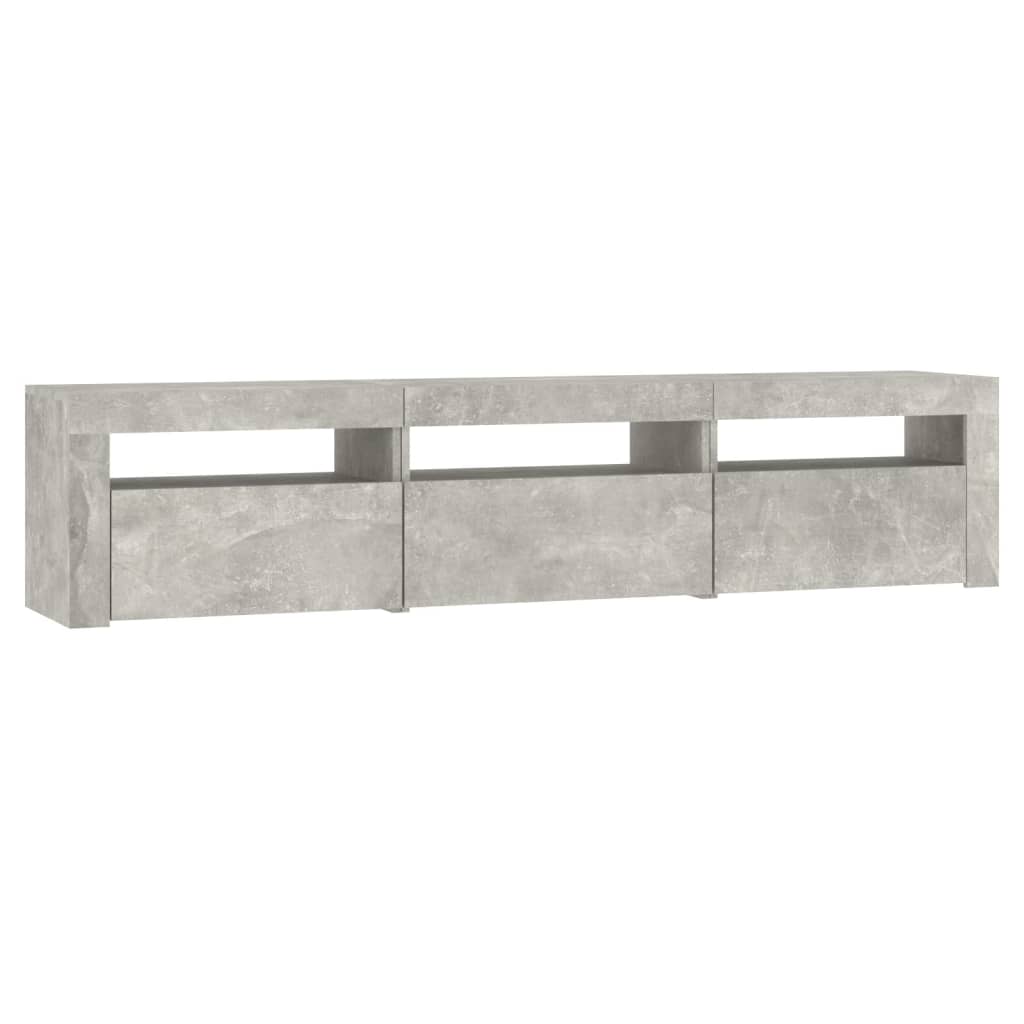 betonszürke TV-szekrény LED lámpákkal 180x35x40 cm