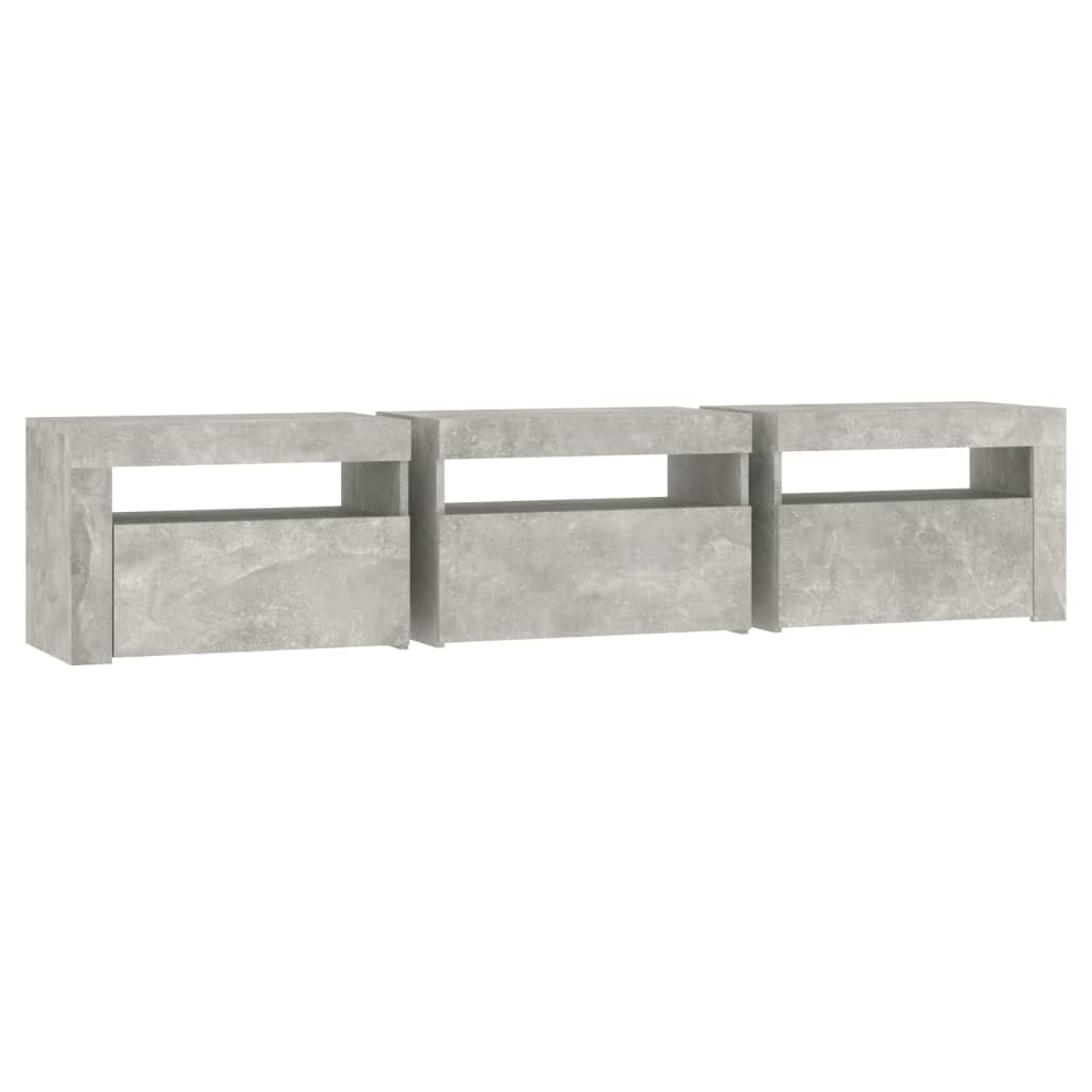 betonszürke TV-szekrény LED lámpákkal 180x35x40 cm