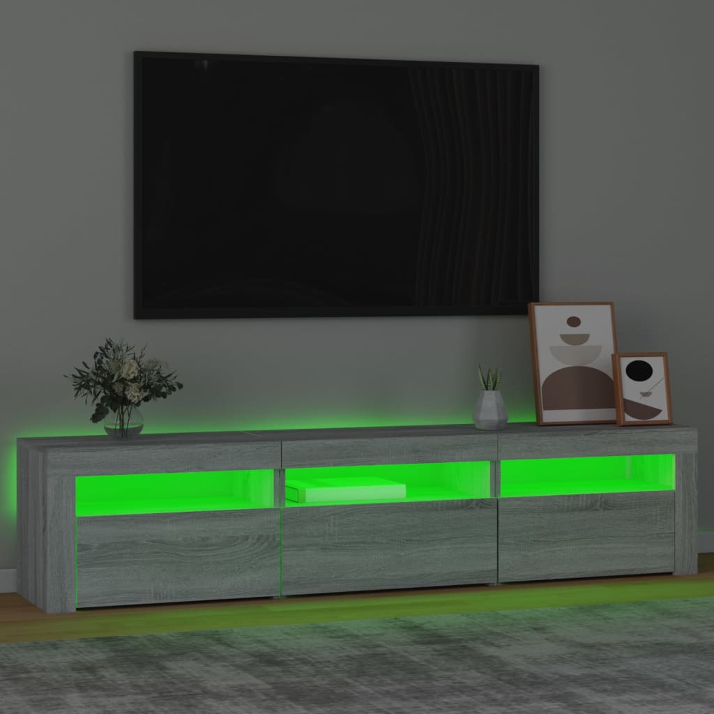 szürke sonoma színű TV-szekrény LED-lámpákkal 180x35x40 cm
