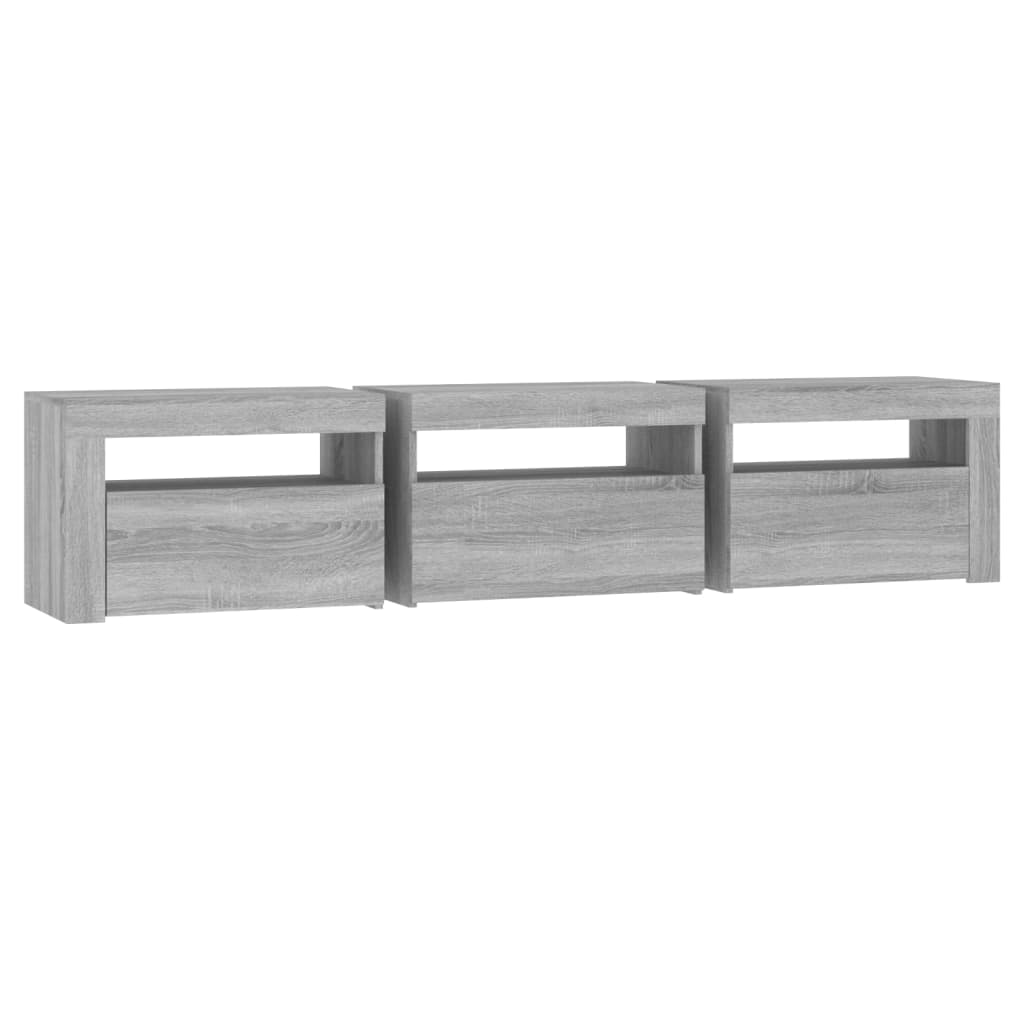 szürke sonoma színű TV-szekrény LED-lámpákkal 180x35x40 cm