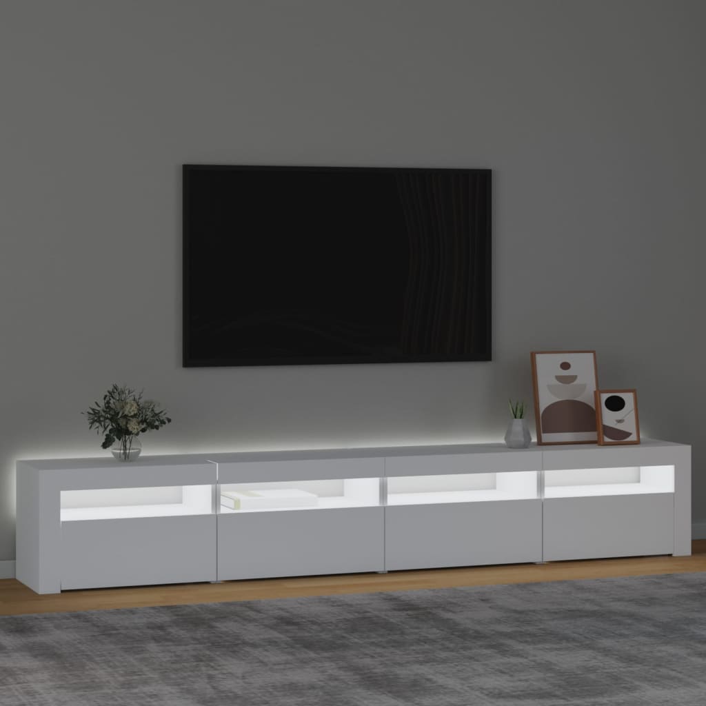 fehér TV-szekrény LED-lámpákkal 240x35x40 cm