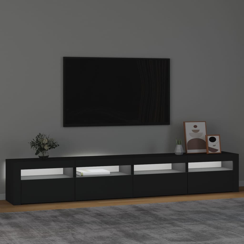 fekete TV-szekrény LED-lámpákkal 240x35x40 cm