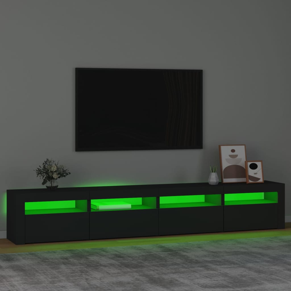 fekete TV-szekrény LED-lámpákkal 240x35x40 cm