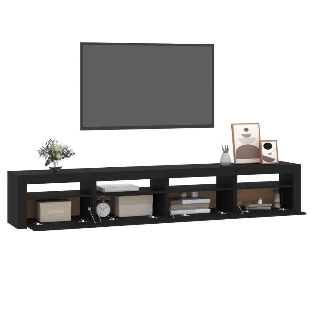 fekete TV-szekrény LED-lámpákkal 240x35x40 cm