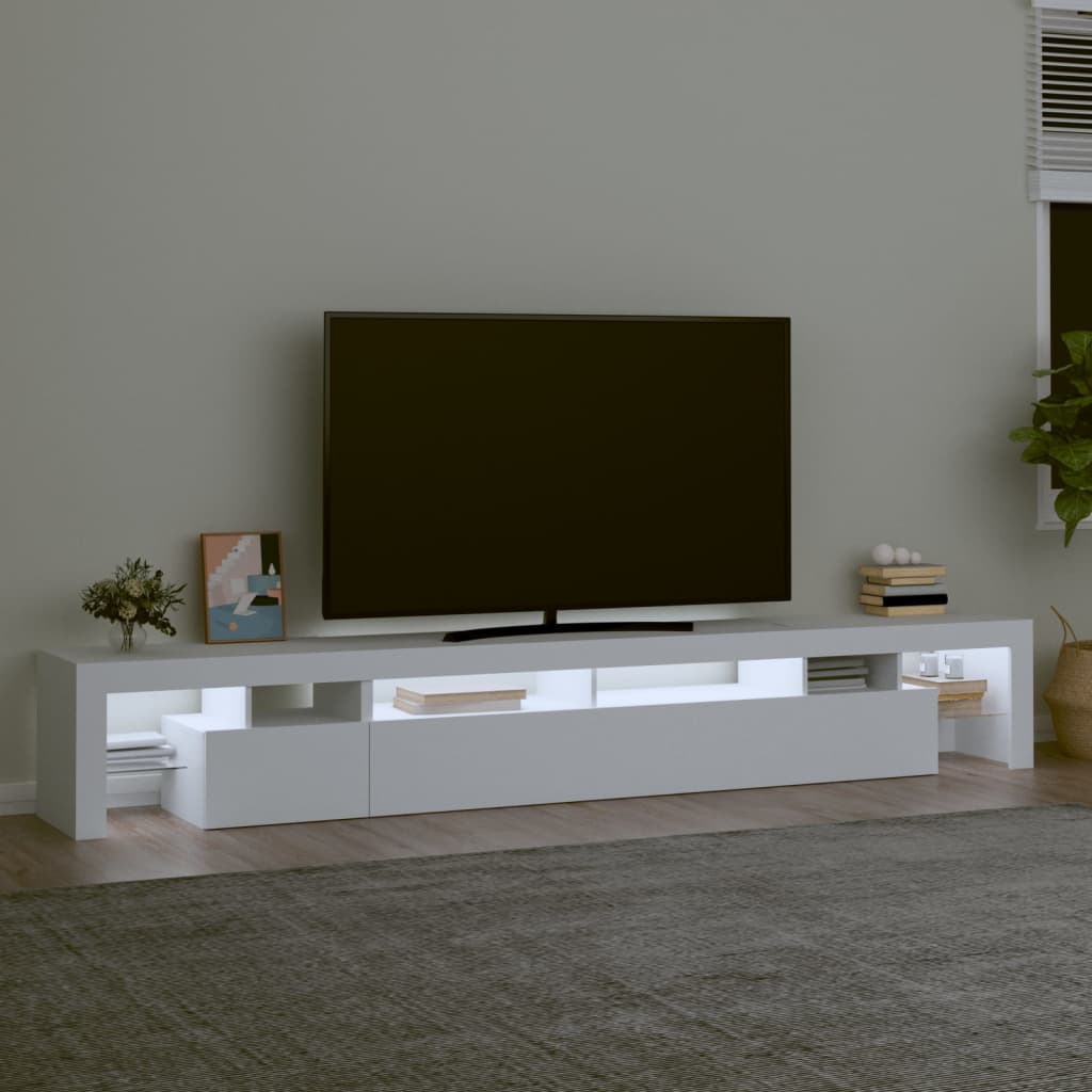 fehér TV-szekrény LED-lámpákkal 260x36,5x40 cm