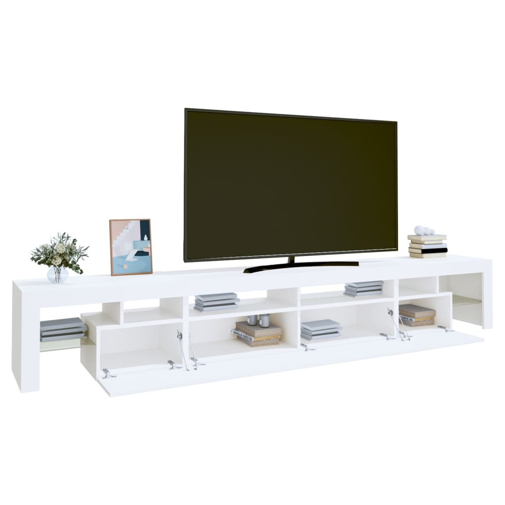 fehér TV-szekrény LED-lámpákkal 260x36,5x40 cm