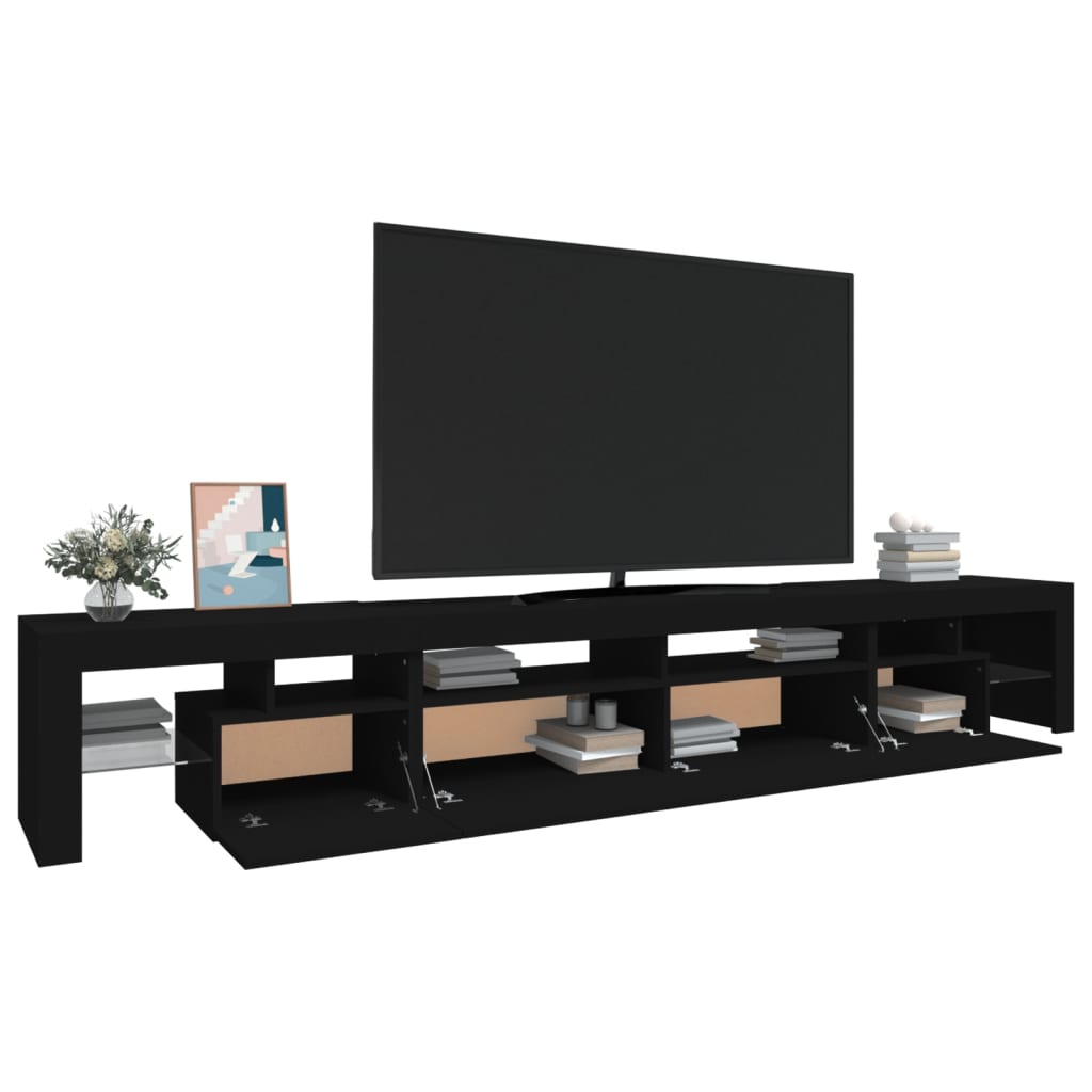 fekete TV-szekrény LED-világítással 260x36,5x40 cm