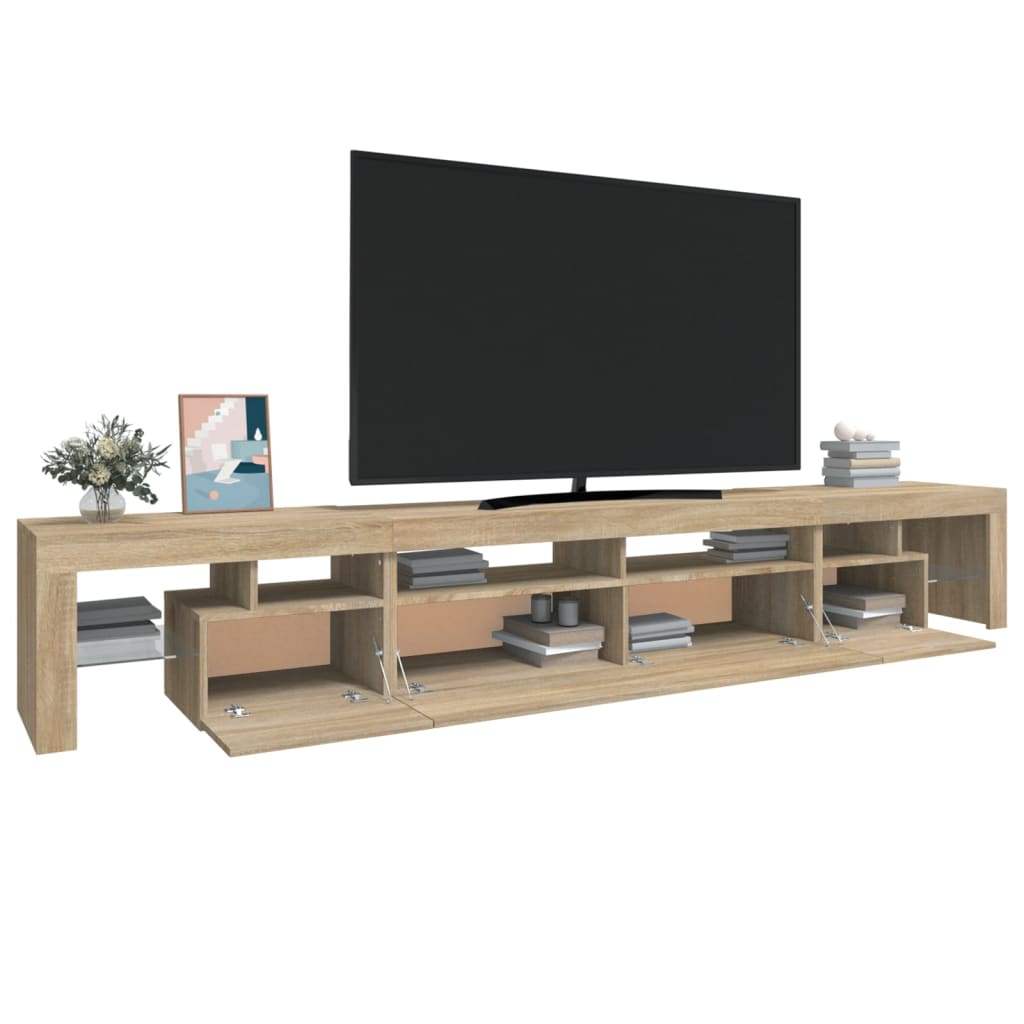 sonoma tölgy színű TV-szekrény LED-lámpákkal 260x36,5x40 cm