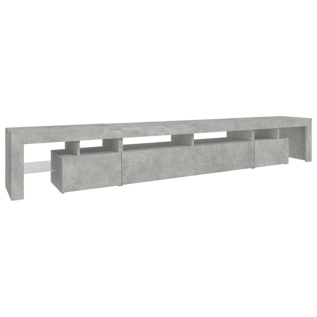 betonszürke TV-szekrény LED lámpákkal 260x36,5x40 cm
