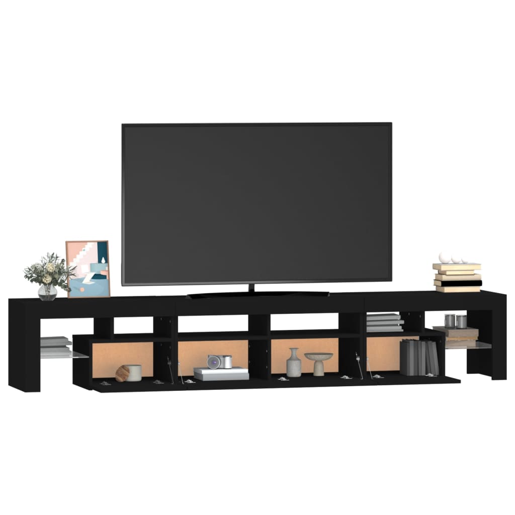 fekete TV-szekrény LED-világítással 230x36,5x40 cm