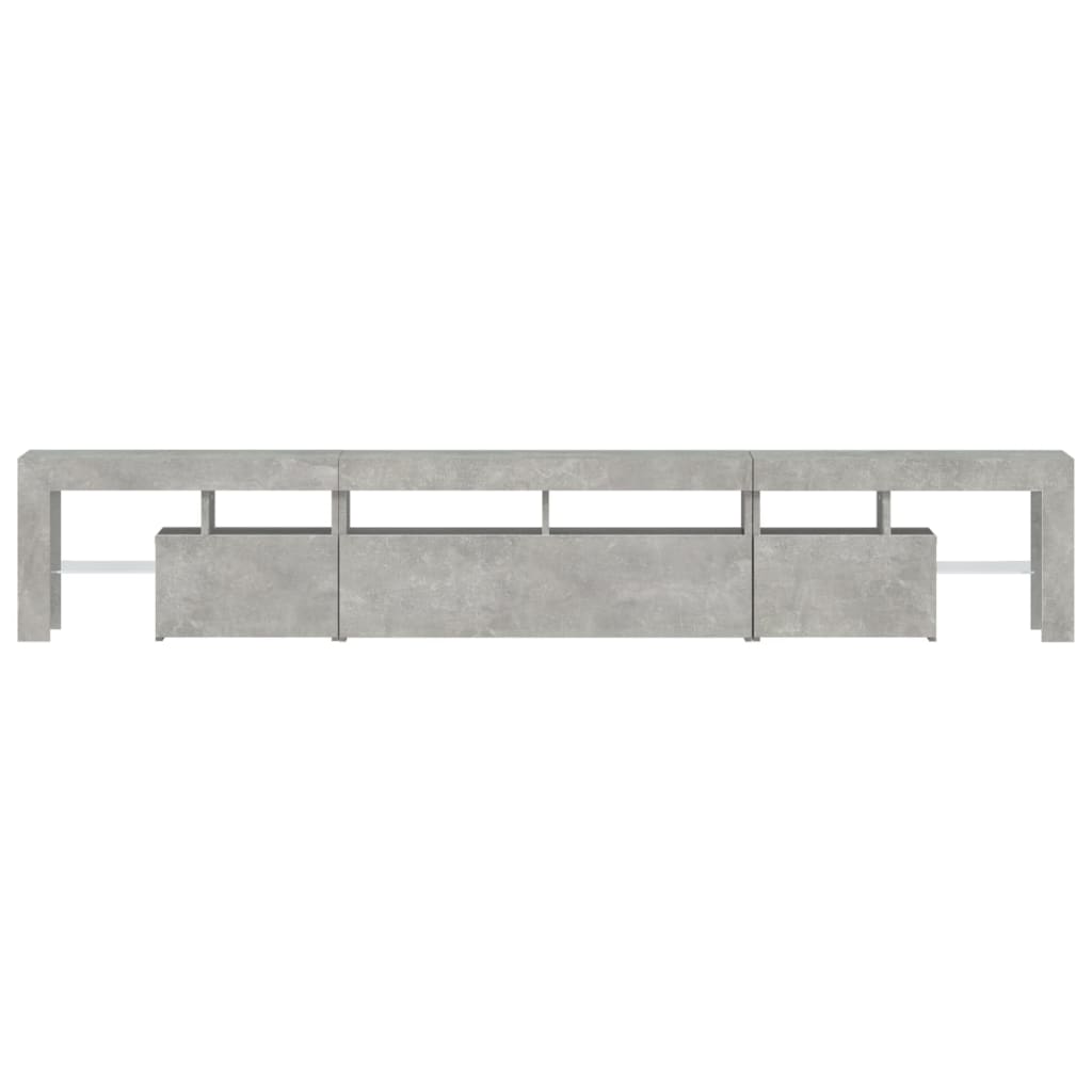 betonszürke TV-szekrény LED lámpákkal 230x36,5x40 cm