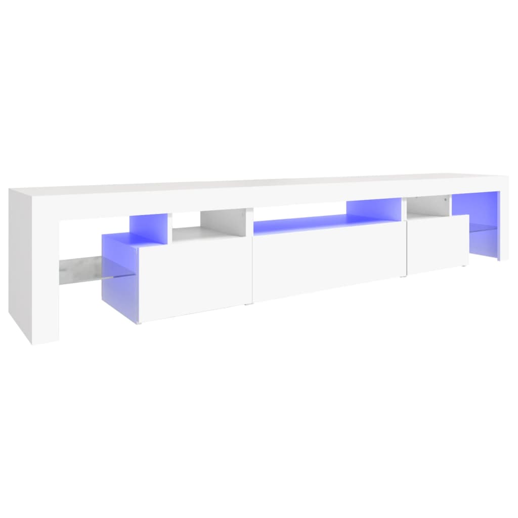fehér TV-szekrény LED-lámpákkal 215x36,5x40 cm