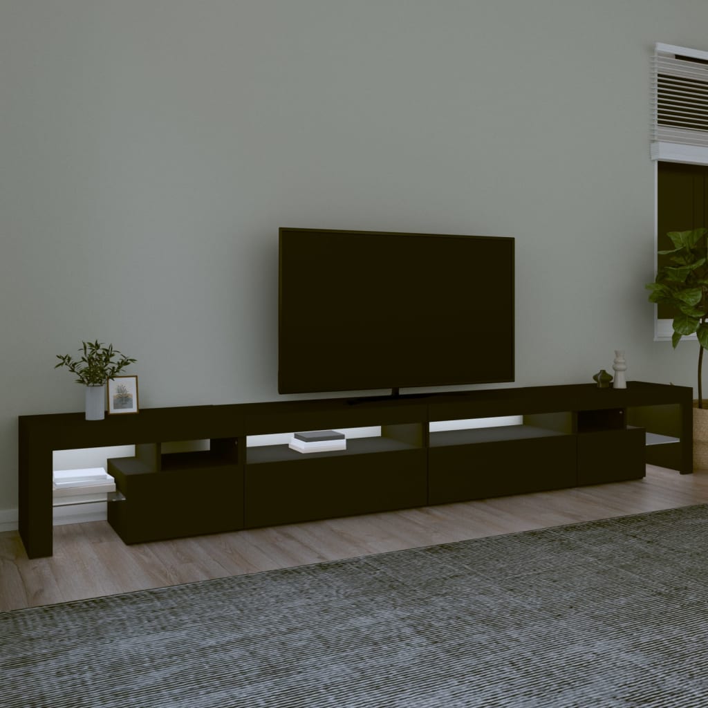 fekete TV-szekrény LED-lámpákkal 290x36,5x40 cm