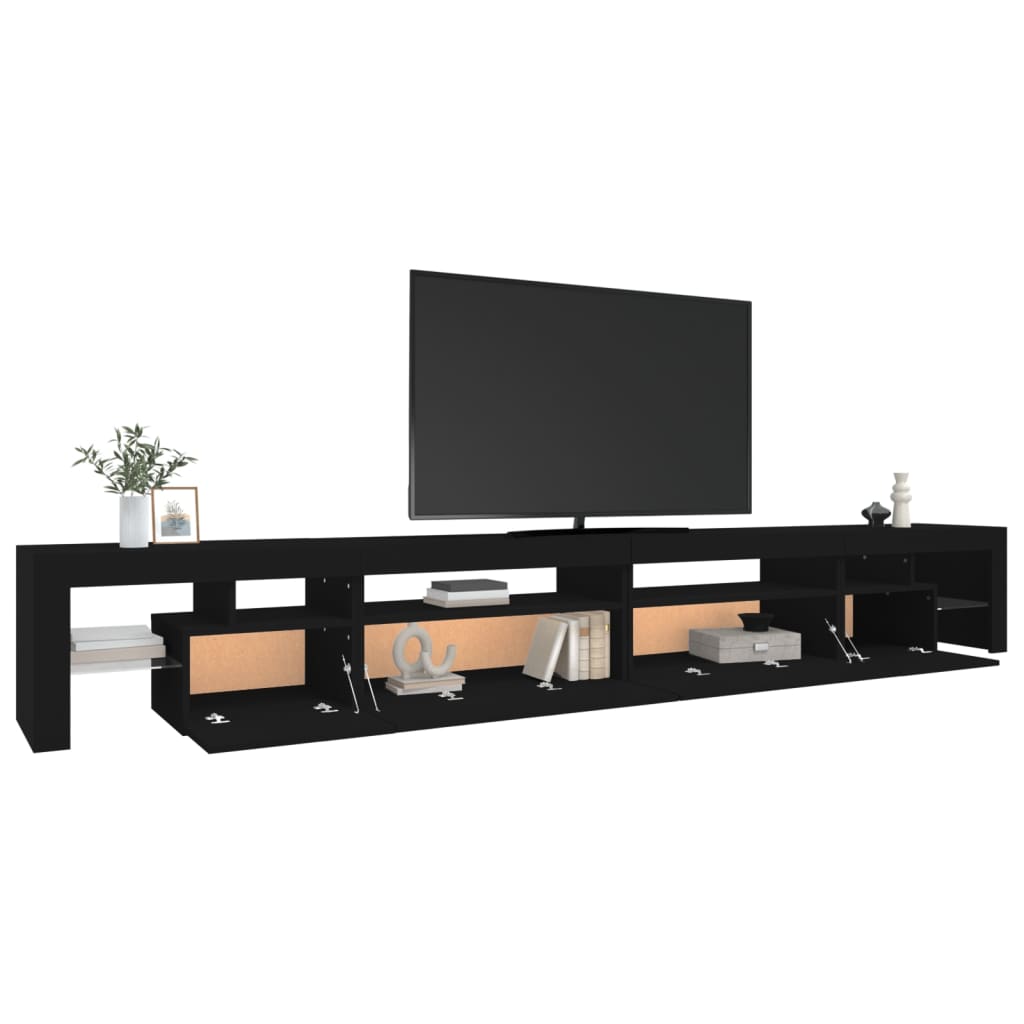 fekete TV-szekrény LED-lámpákkal 290x36,5x40 cm