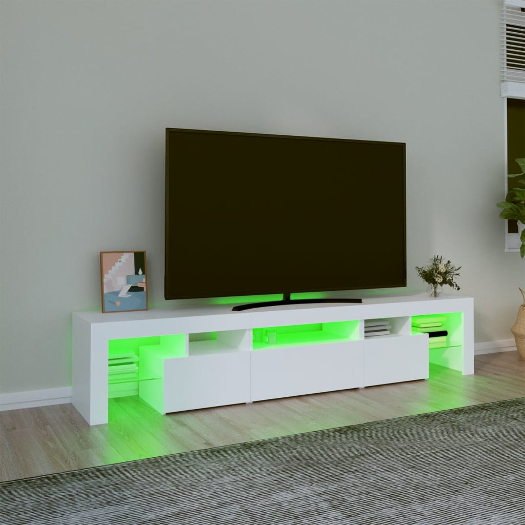 fehér TV-szekrény LED-lámpákkal 200x36,5x40 cm