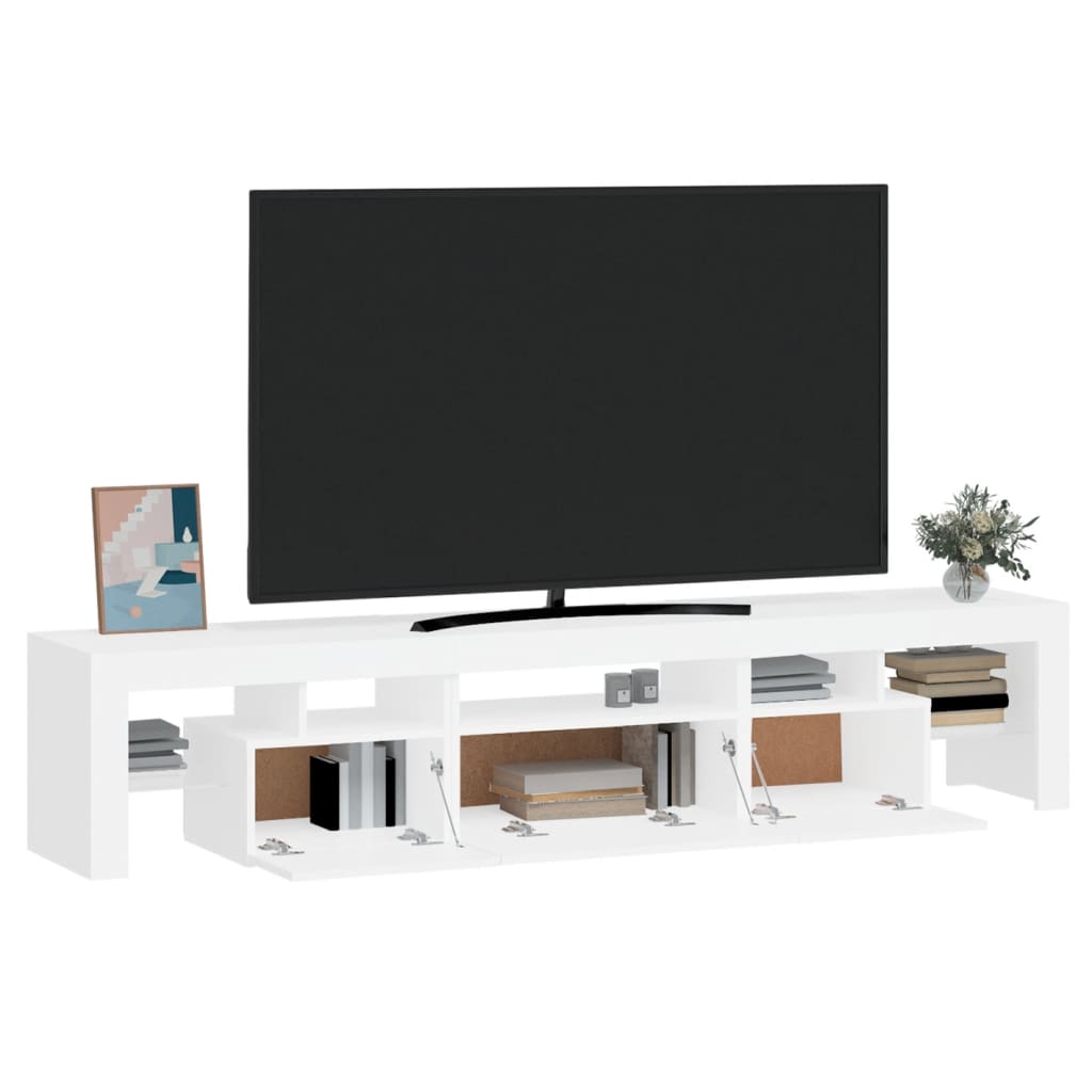 fehér TV-szekrény LED-lámpákkal 200x36,5x40 cm