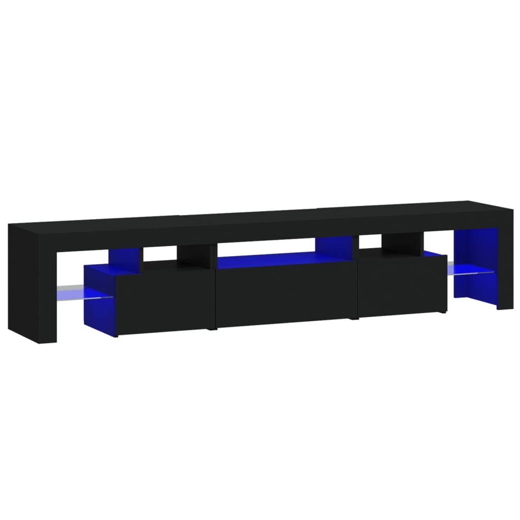 fekete TV-szekrény LED-világítással 200x36,5x40 cm
