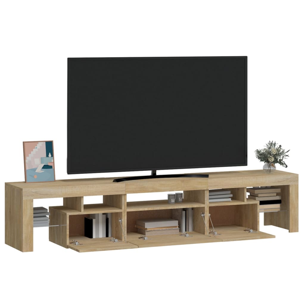 sonoma tölgy színű TV-szekrény LED-lámpákkal 200x36,5x40 cm